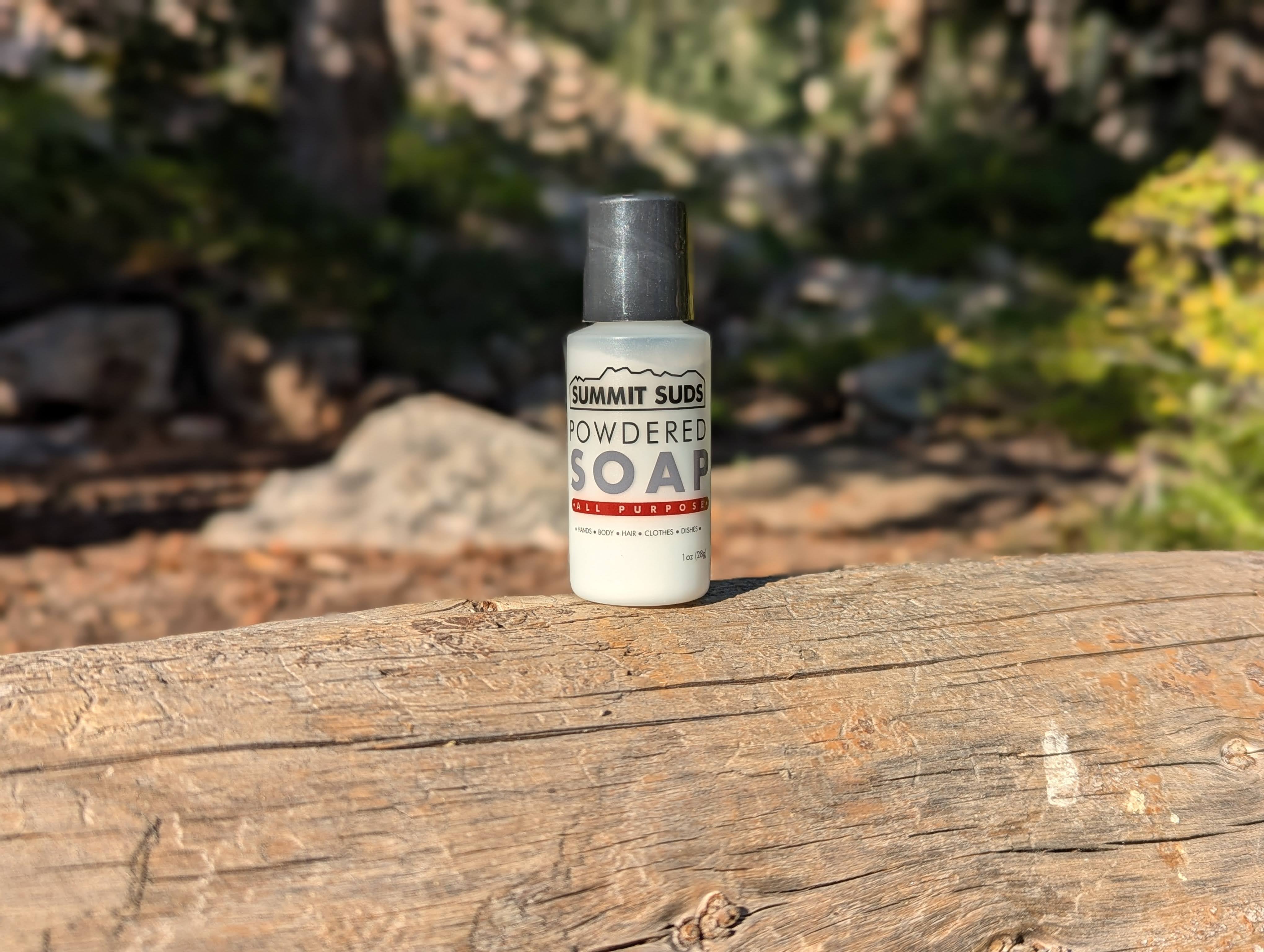 Summit Suds™ - Biodegradable Powdered Soap for Backpacking, Hiking and Camping - All Purpose - 1oz